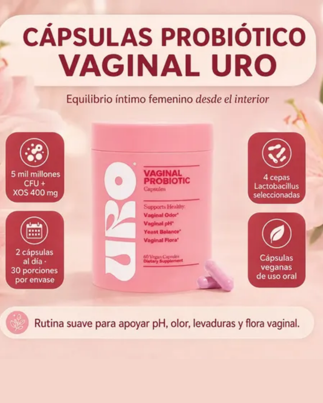 URO Probioticos Vaginales 60 Capsulas