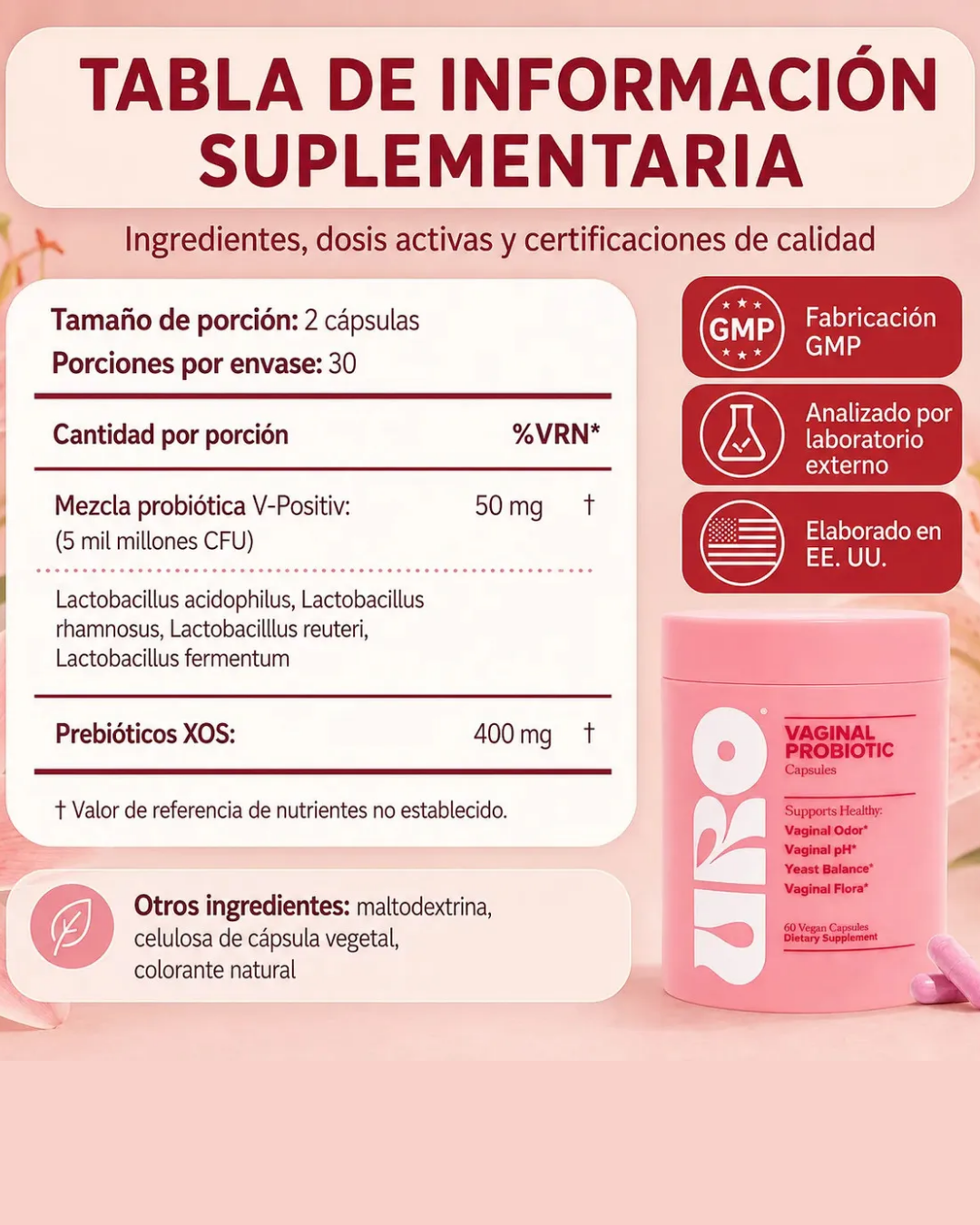 URO Probioticos Vaginales 60 Capsulas